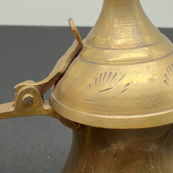 Vintage Brass Middle Eastern Dallah Coffee Pot Arabic Jar Old Mini Small - Picture 8 of 11
